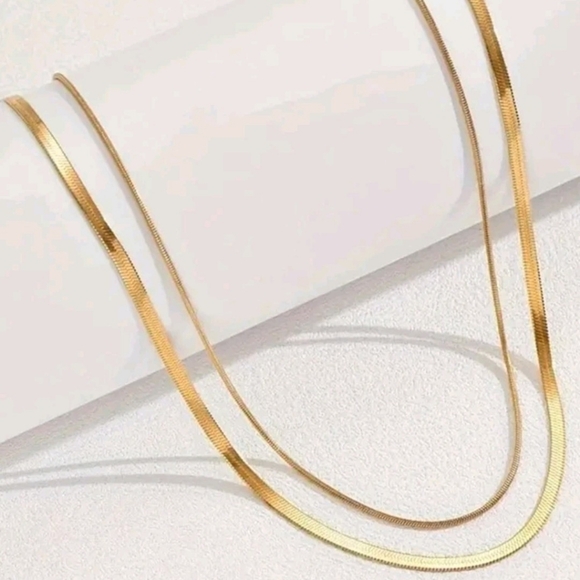 Anthropologie flat snake chain choker necklace set 1 piece - Picture 3 of 4